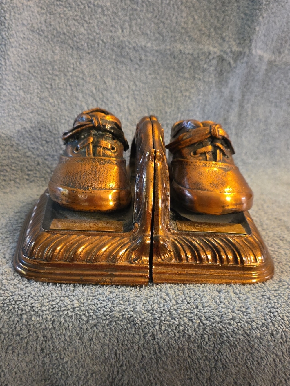 Antique-Style Bronze Baby Shoe Bookends - Pair